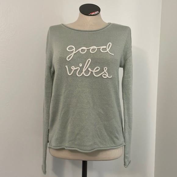 Good Vibes mint green knit sweater - Picture 1 of 3